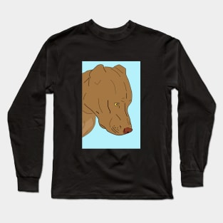 Cute and Sad Red Nose Pit Bull Portrait - Line Art Long Sleeve T-Shirt